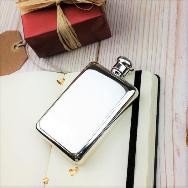 Personalised Sterling Silver Rectangular Hip Flask