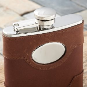 Personalised Spanish Leather Hip Flask