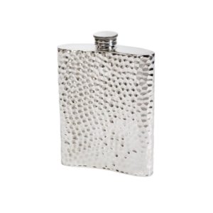 Personalised 6 oz Hammered Pewter Kidney Hip Flask