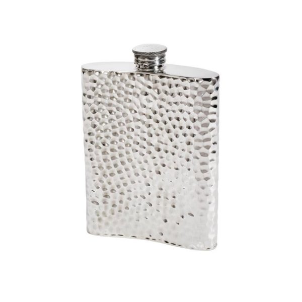 Personalised 6 oz Hammered Pewter Kidney Hip Flask