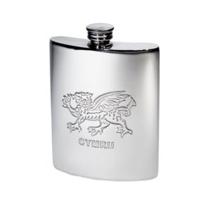 The Personalised 6 oz Welsh Dragon Pewter Kidney Hip Flask