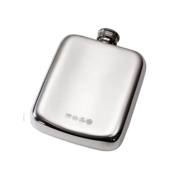 Personalised 4 oz Plain Pewter Pocket Hip Flask