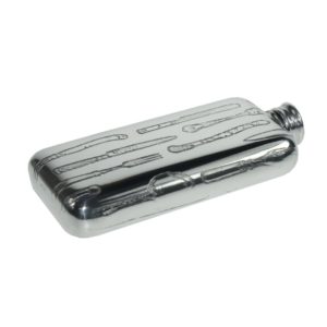 Personalised 3 oz Knife Fork Spoon Pewter Pocket Flask