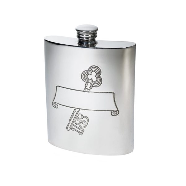 The Personalised 18 Key Stamp Pewter Kidney Hip Flask